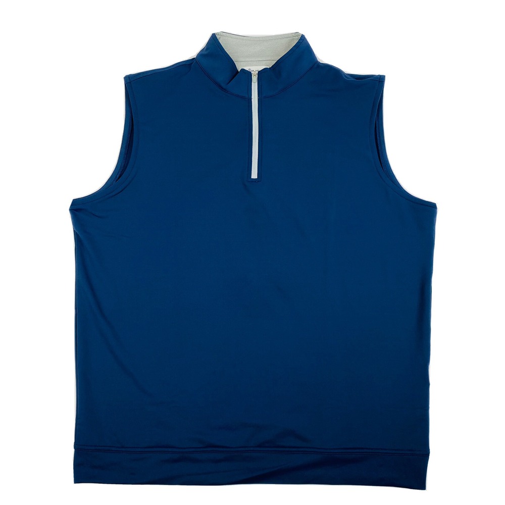 Peter Millar Mens XL Blue Performance 1/4 Zip Golf Vest PNC Vendor Finance Logo